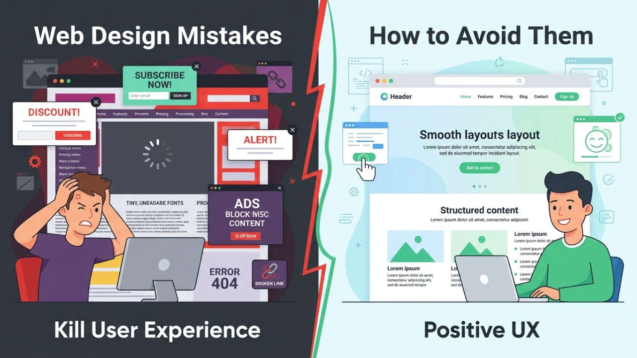 Web Design Mistakes: That Kill User Experience,How to Avoid Them?